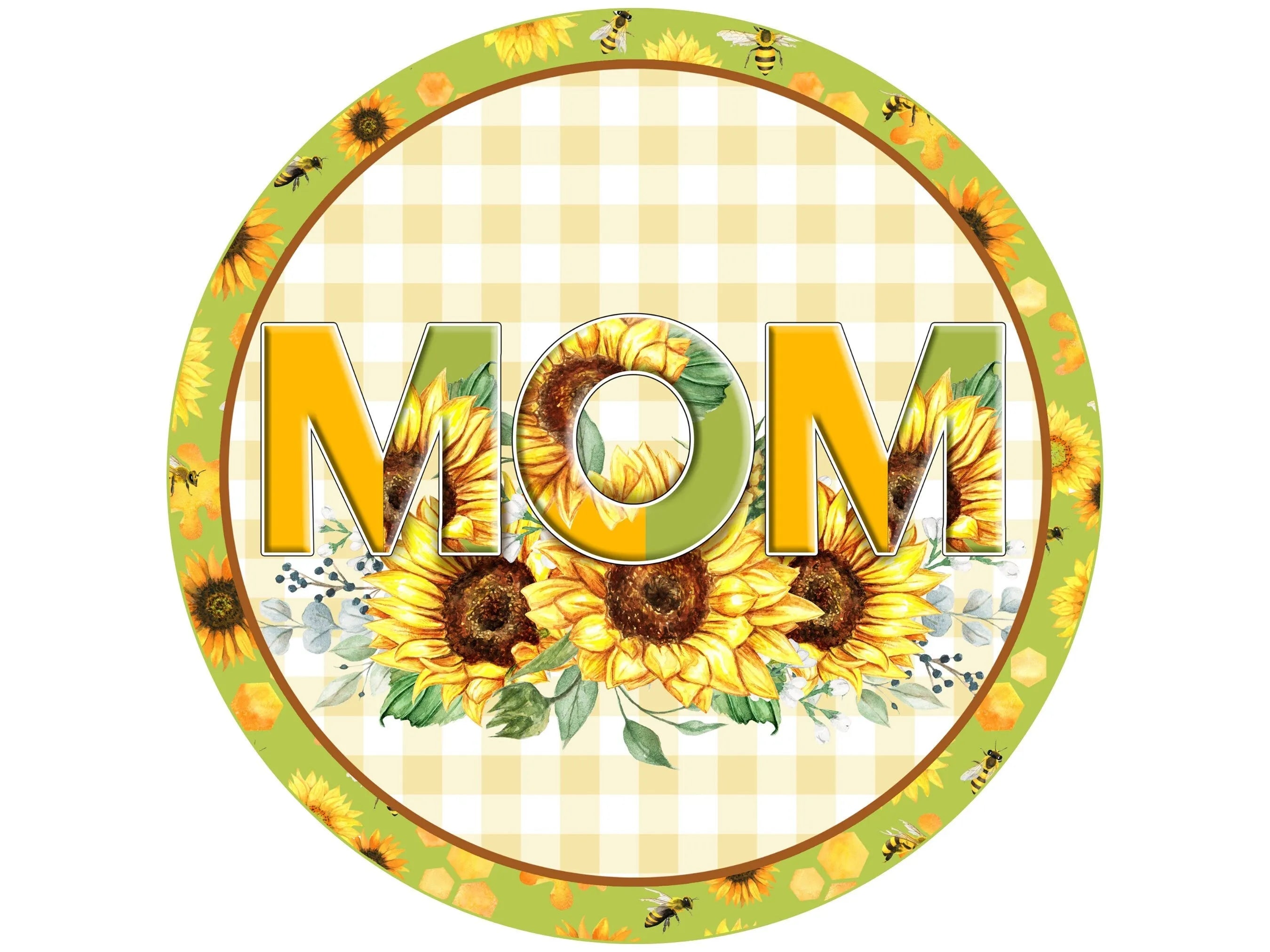 sunflowers Mother's day wreath wreath sign, Mother's Day wreath attachment with sayings, Happy Mother's Day sign with yellow sunflowers