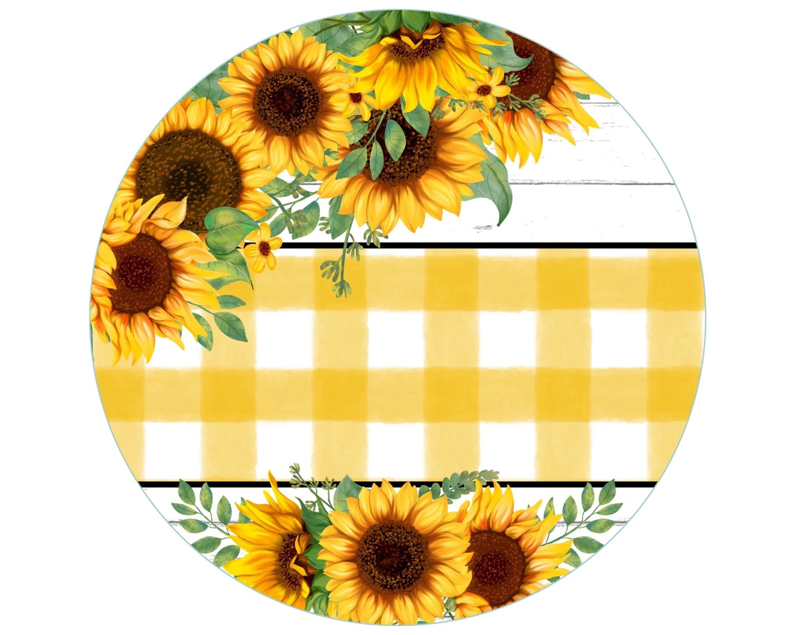 Sunflower wreath sign, buffalo check sign, farmhouse wreath sign, summer wreath sign, sunflower collector, DIY sunflower sign, blank sign