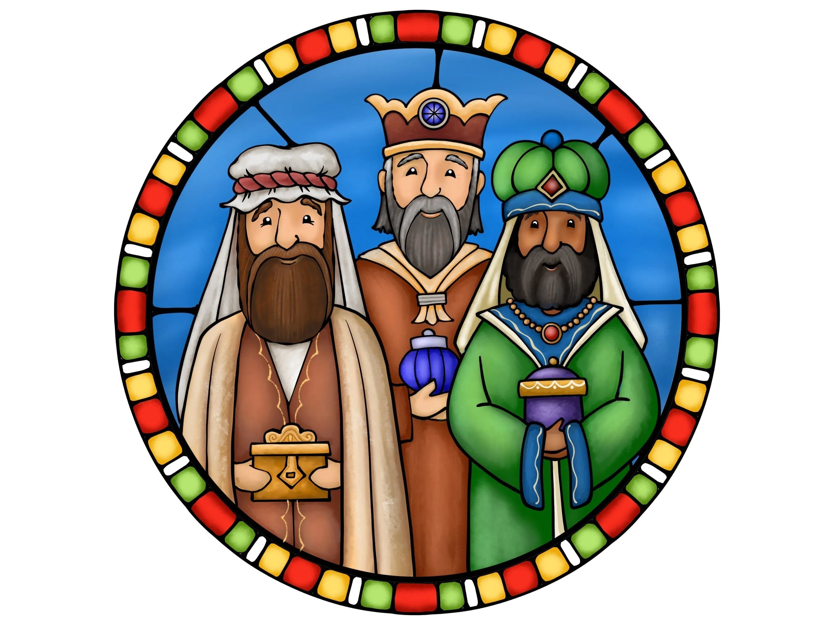 Three Wise Men stained glass sign, 3 Wise Men stained glass sign, religious stained glass window sign, church stained glass sign