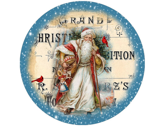 Traditional Santa Claus Christmas wreath sign, Classic Saint Nick wreath attachment, Old World Santa Clause wall art, vintage Santa sign