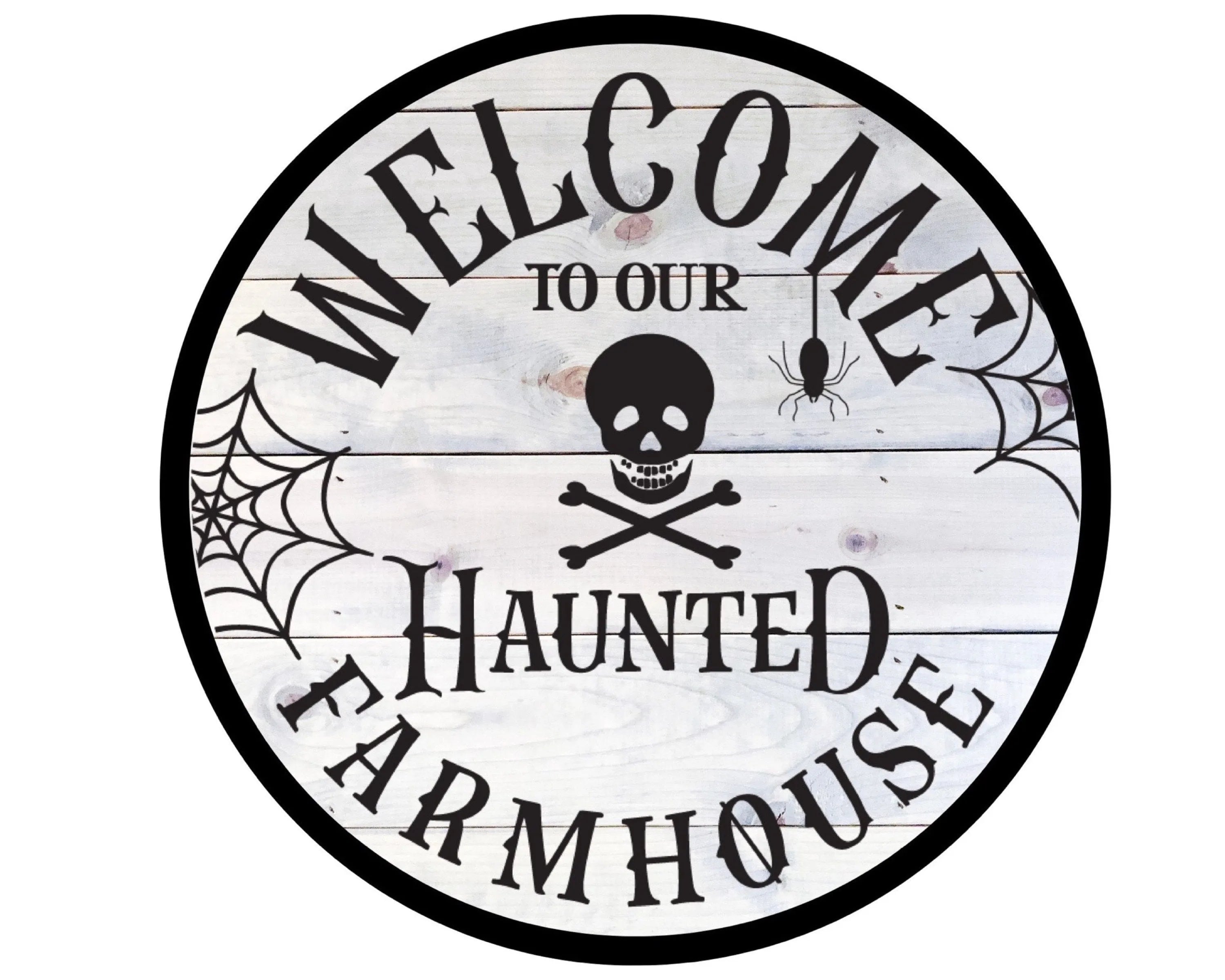 Welcome Haunted House wreath sign, Haunted House wreath attachment, Farmhouse Halloween sign, Trick or Treat decor, Halloween wall art