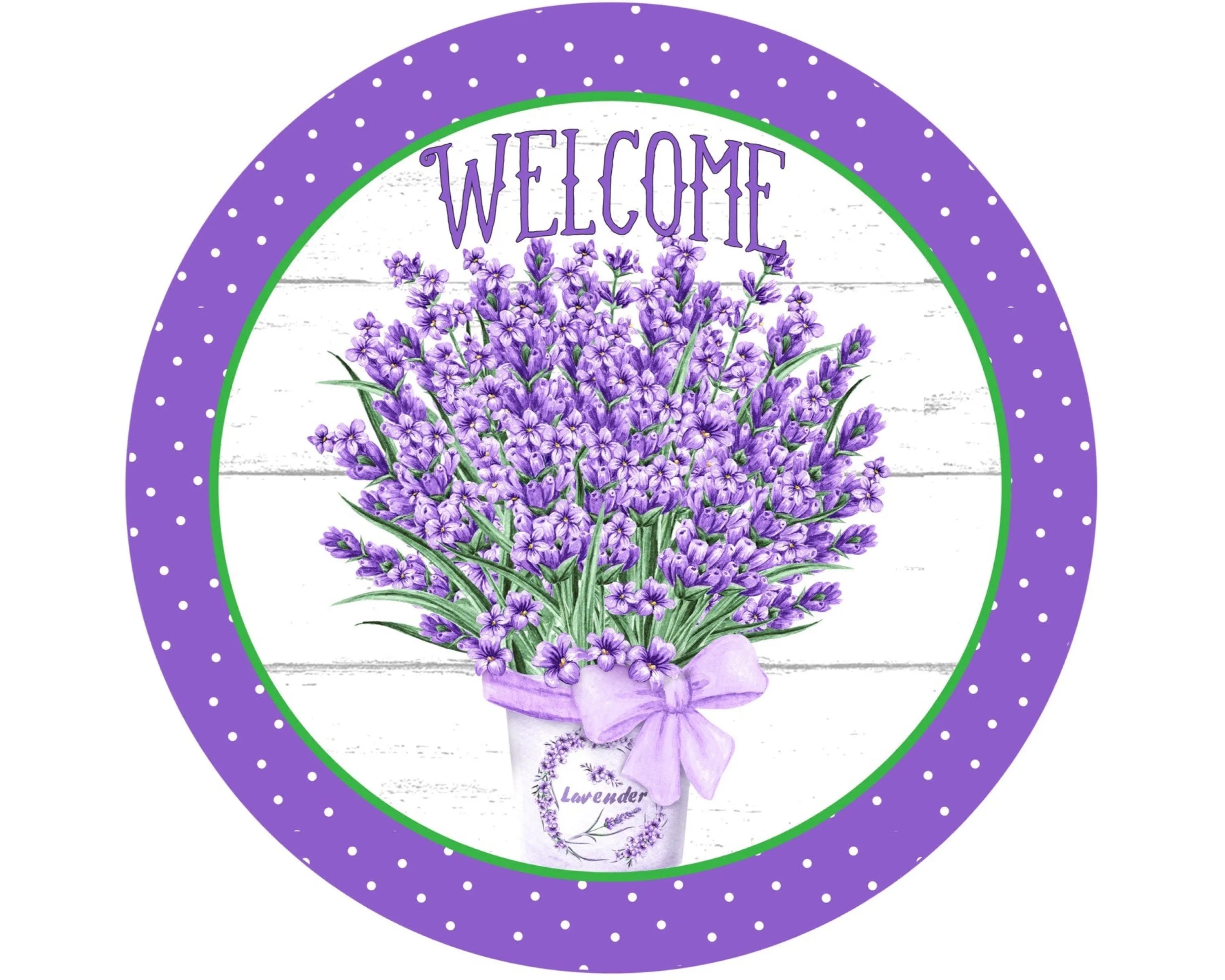 Welcome lavender wreath sign, purple lavender wreath attachment, lavender collector, lavender welcome sign, floral welcome sign, floral sign