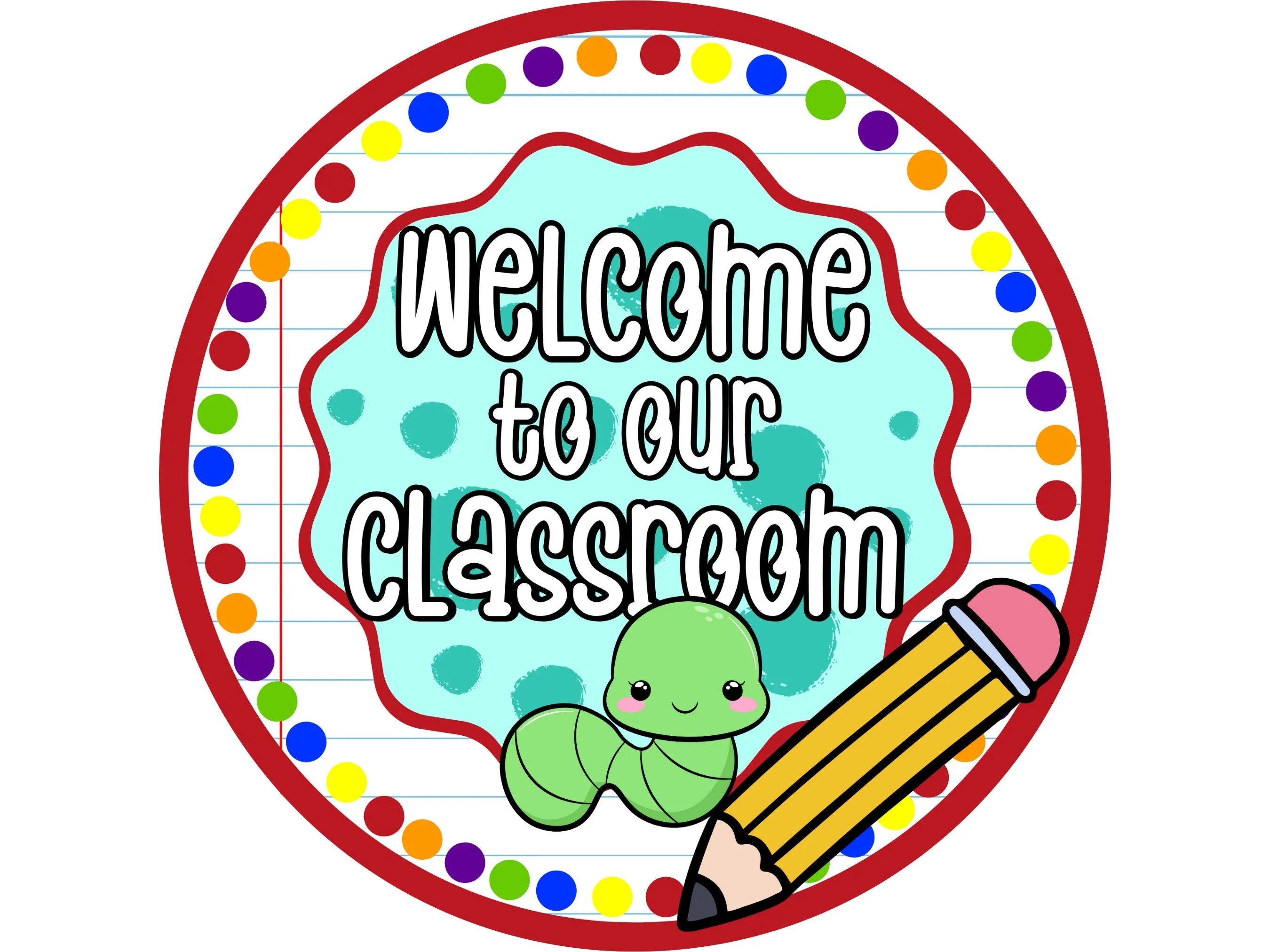 Welcome to Our Classroom Sign, Metal Teacher Decor, Cute Worm and Pencil Sign, Back-to-School Classroom Decor