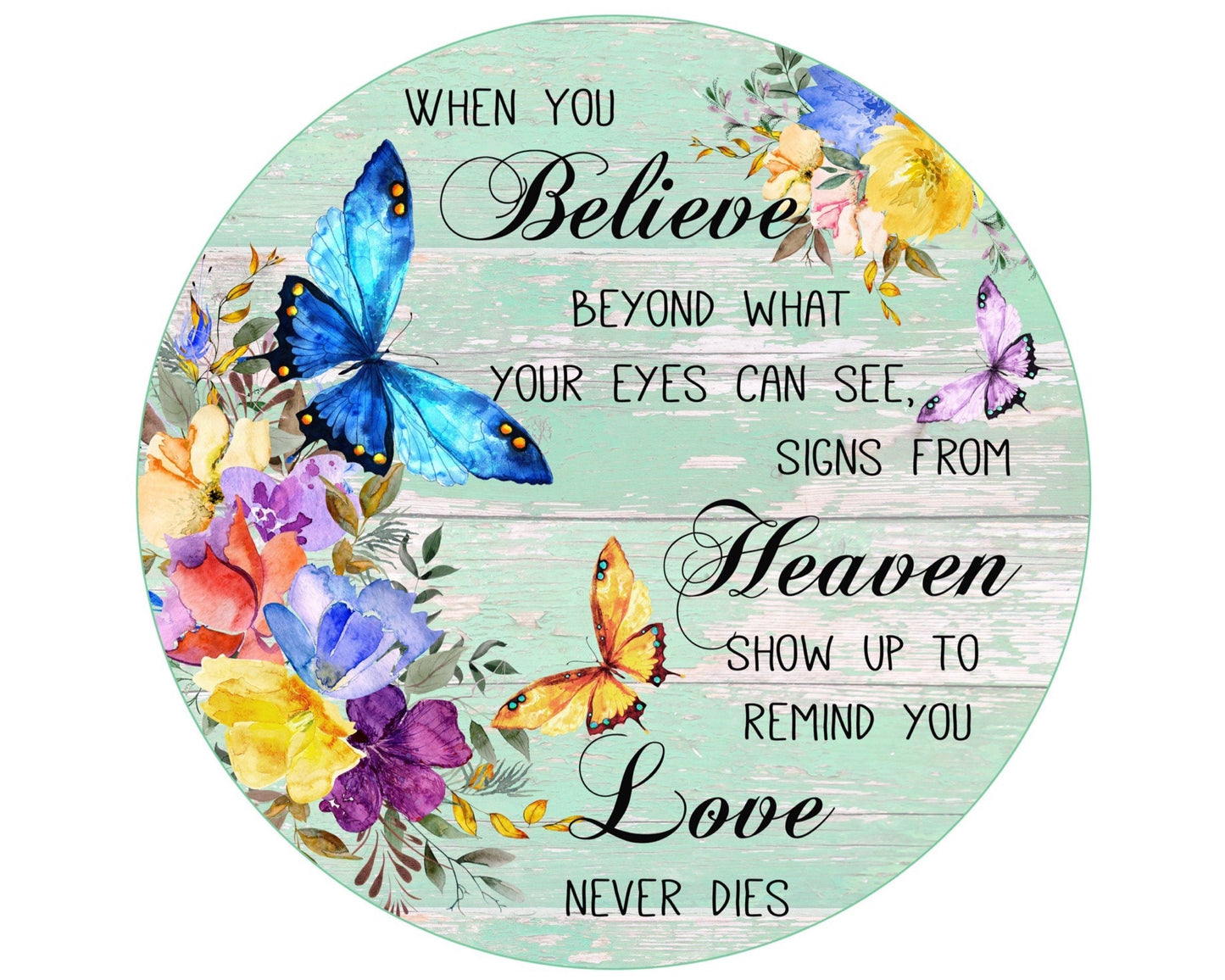 a metal sign image for a wreath or home decor